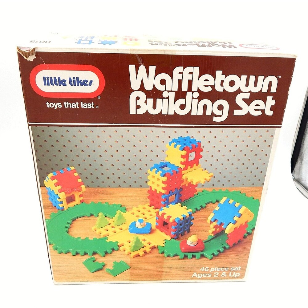 Little Tikes Waffletown 0615 Building Set 1987 Complete 46 Pcs Waffle Blocks Box